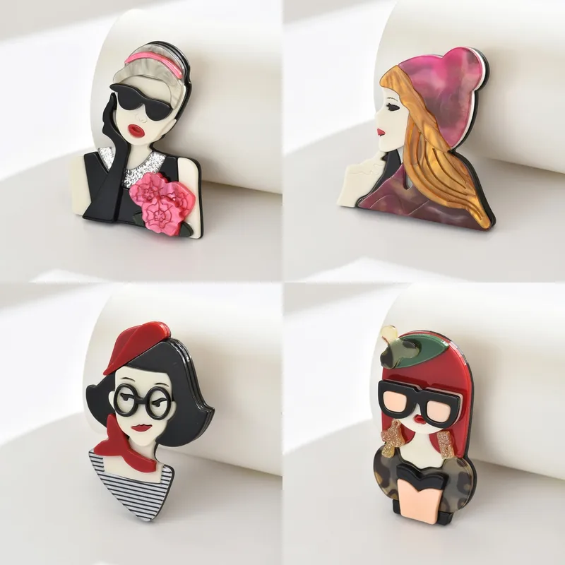 Cute Vacation Simple Style Portrait Acrylic Women's Brooches