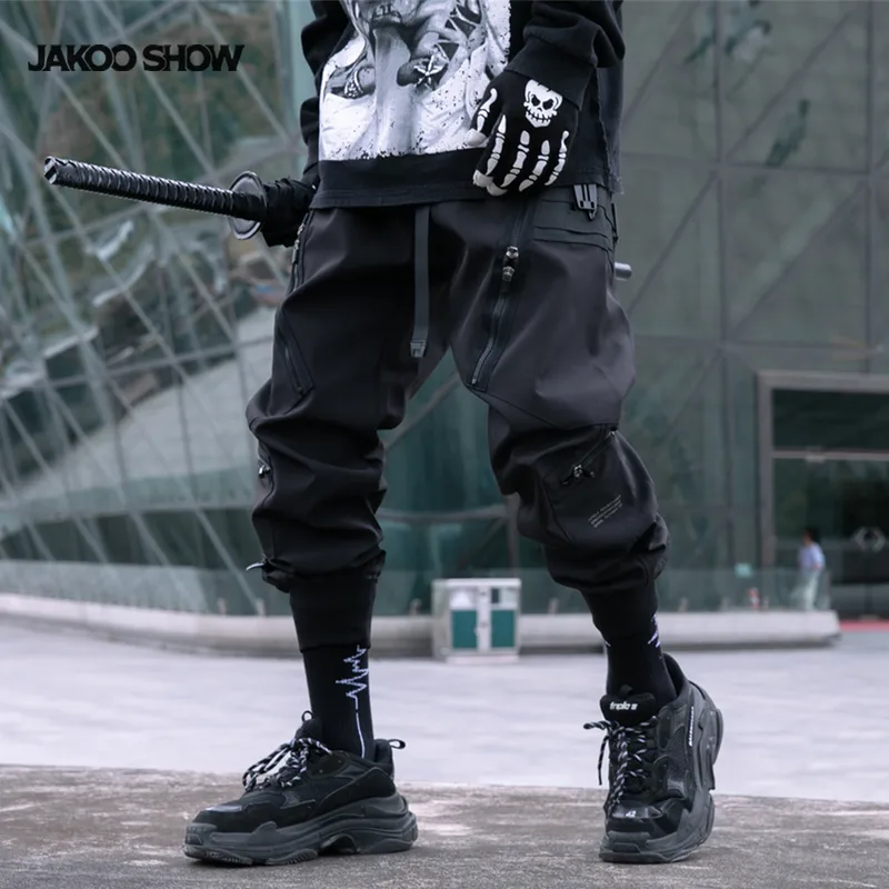 Jiayiku Men's Clothing Chinese Fashion Functional Style Overalls Dark Series Concealer Tactical Multi-pocket Ankle-tied Casual Pants