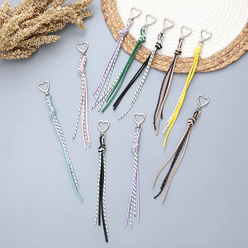 New Style Woven Leather Rope Keychain Pendant Simple All-match Miu Bag Hanging Accessories Short Mobile Phone Lanyard
