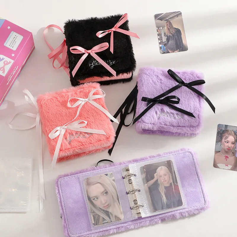 Ballet Style Ribbon Bow Photo Album Three-inch One-Miyagi Porter Card Storage Book Star-chasing Plush Card Book