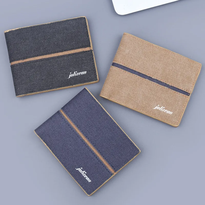 Canvas Men's Wallet Men's Card Holder One-piece Soft Cloth Men's Wallet Short Men's Wallet Factory In Stock Denim