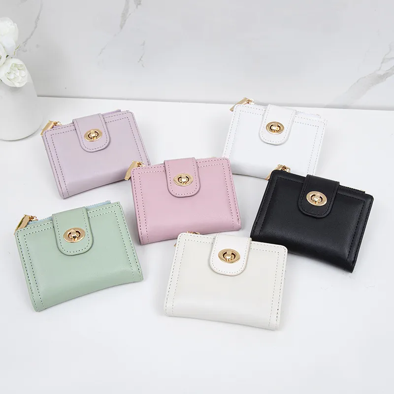New And New Style Small Wallet Women's Short New Solid Color Simple Thin High-end Student Ins Multi-function Fashion Wallet Women