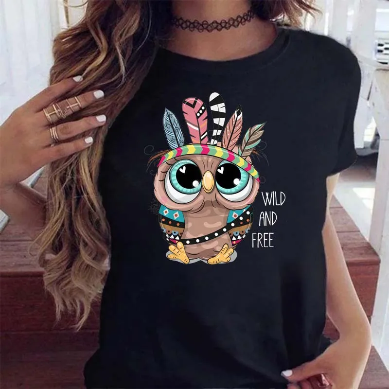 Women's T-shirt Short Sleeve T-Shirts Simple Style Classic Style Printing Owl