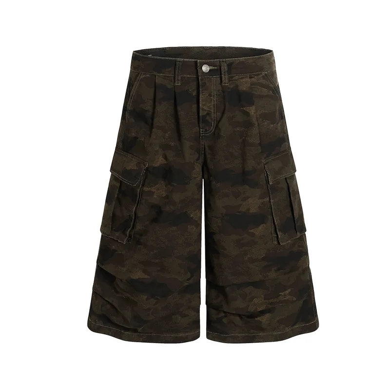 Jiayiku  Summer Pants Men's American Style Fashion Brand Vintage Camouflage Workwear Loose Wide Leg Casual Pants