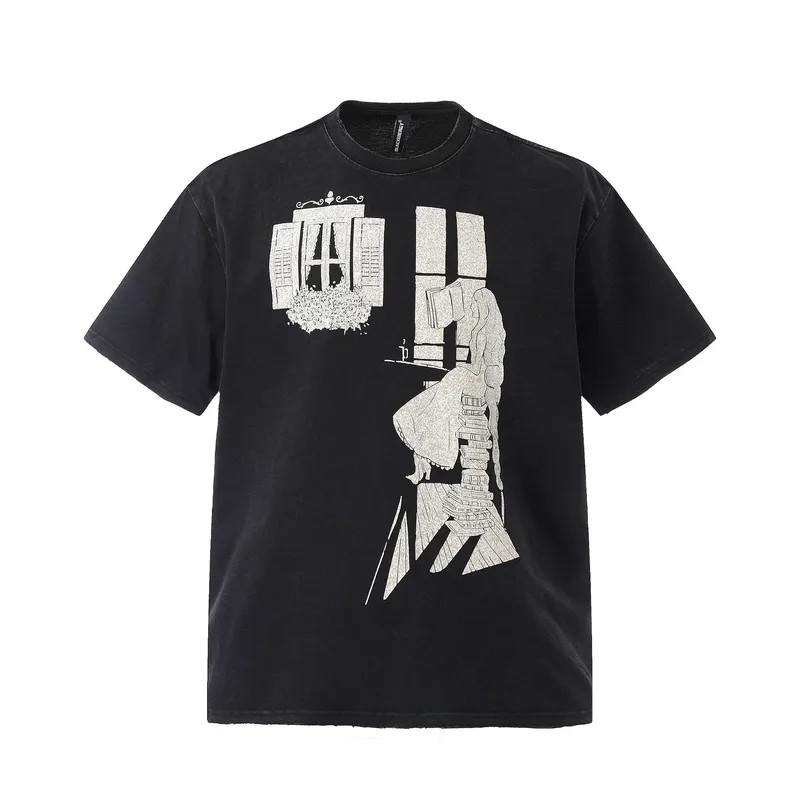 Jiayiku  Summer T-shirt Short-sleeved Men's American Style Retro Trendy Brand Base Shirt Washed Old T-shirt Cotton Loose