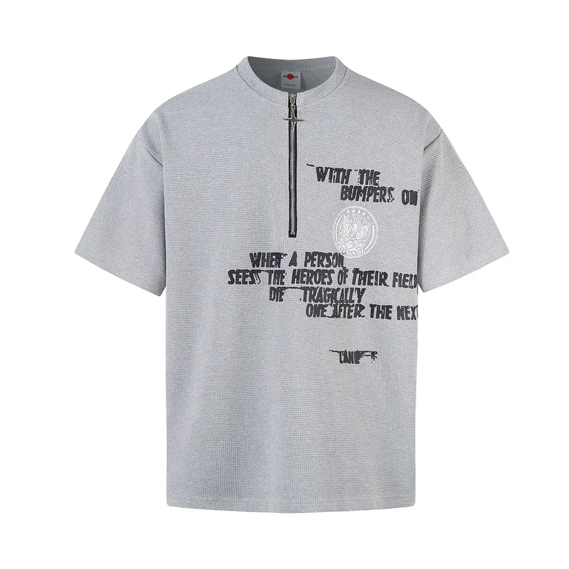 Jiayiku Men's  New T-shirt Men's American Style Retro Trendy Brand Short-sleeved T-shirt Printed Loose Half-sleeved Top For Men