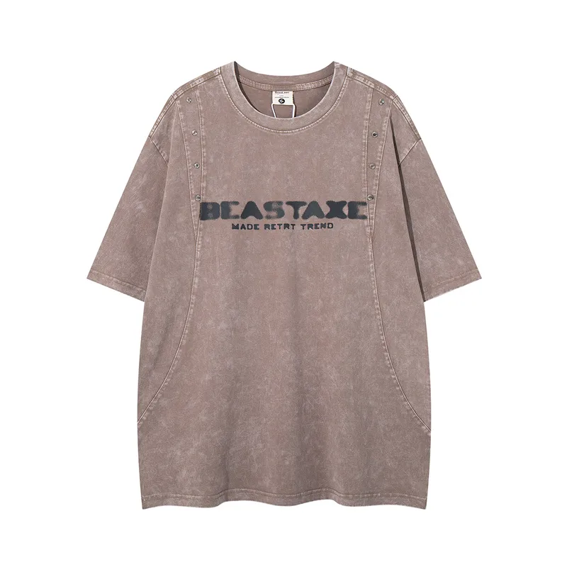 Jiayiku Summer Heavy Men's Short-sleeved T-shirt Cotton New American Style Retro Washed Cotton Loose Trendy Brand T-shirt
