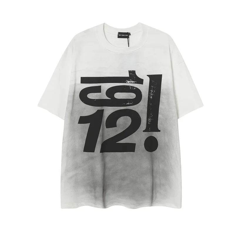 Jiayiku Men's  Summer American Retro Fashion Brand Plus Size Heavy Washing Dirty Dye T-Shirt Short Sleeve Men