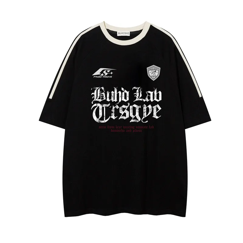 Jiayiku Men's  Summer New American Retro Trendy Brand Tee T-shirt Gothic Printed Short-sleeved T-shirt For Men