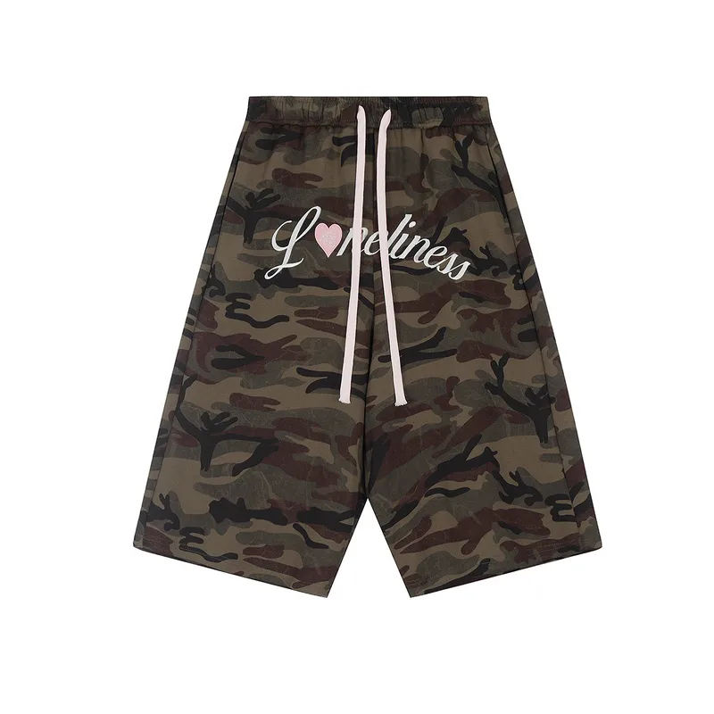 Jiayiku Tide Brand   High Street Vibe Style Camouflage Shorts Men's And Women's Ins Tide Embroidered Pants Men's And Women's