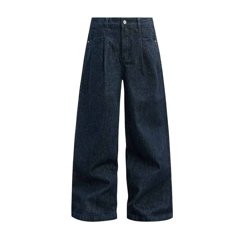 Jiayi Library Men's Clothing  American High Street Vintage Washed Original Color Jeans Men's And Women's Vibe Machete Wide Leg Pants