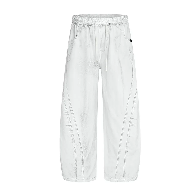 Jiayi Library Men's Clothing  Waste Earth Style American Style Vintage Washed Dirty Dye Machete Casual Pants Straight Loose Wide Leg Pants