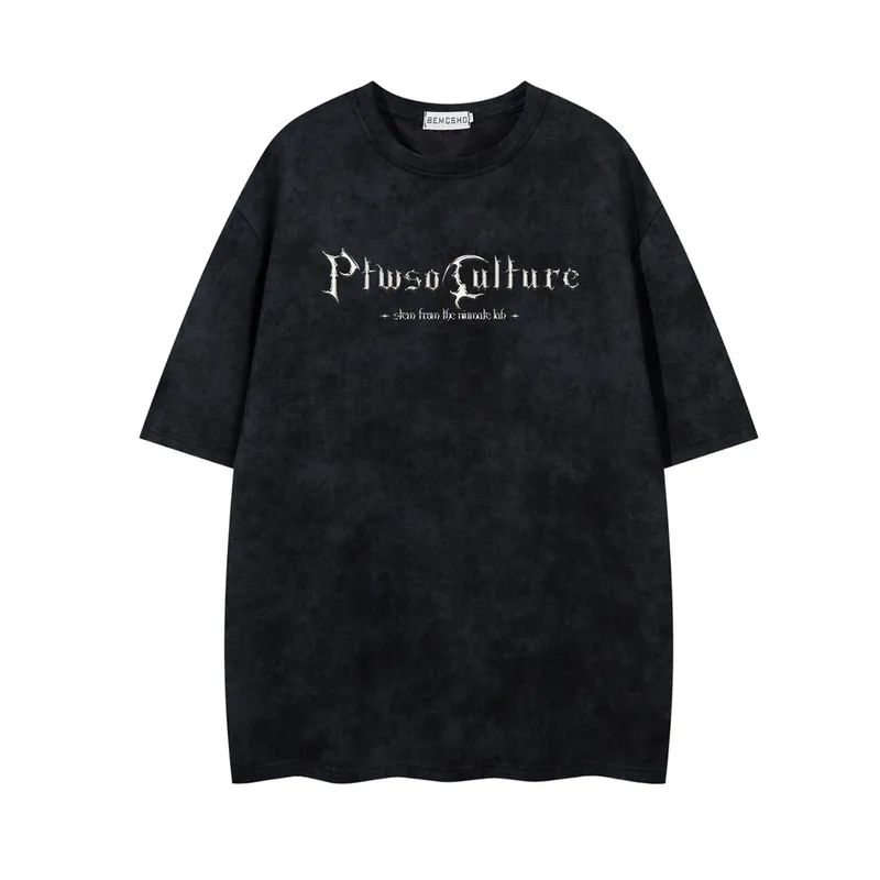 Jiayiku Men's  Summer American Street Dark Tide Brand Tee Old Printed Suede Short-sleeved T-shirt For Men