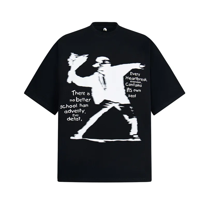 Jiayiku Men's Clothing  Summer American Street Hip-Hop Trendy Brand Tee Hip-Hop Cultural Shirt Dark T-Shirt Short-Sleeved Men
