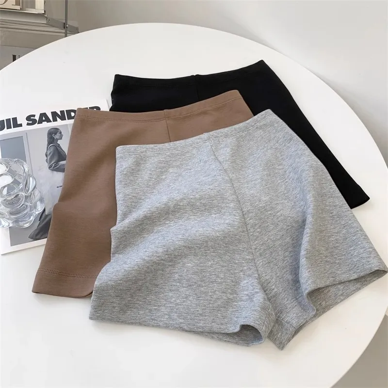 High Waist Stretch Pants Women's Outer Wearing Solid Color Inner Slim-Fit Slimming Sports Hot Pants Yoga Shorts Trendy
