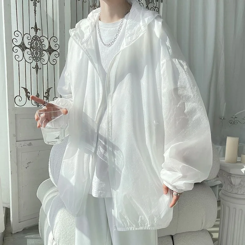 Sun Protection Clothing Men's Summer Ice Silk Quick-drying Ultra-thin Hooded Outdoor Fishing UV Protection Casual Cardigan Coat Women