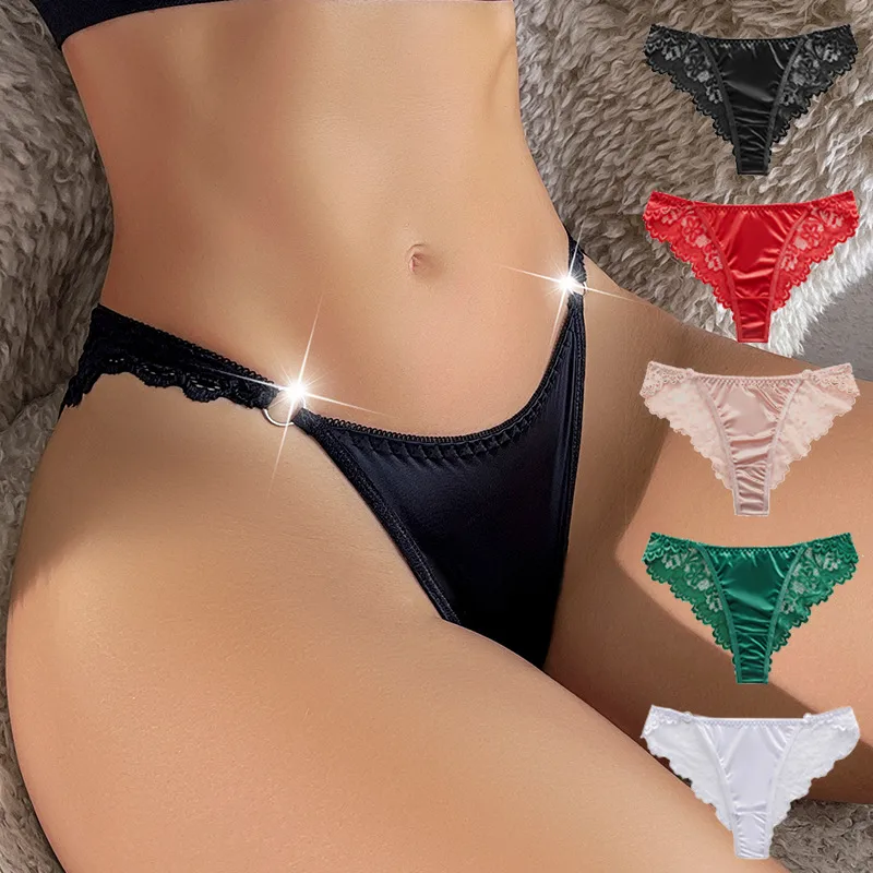 Underwear Women's Sexy Lace Half Hip Thin Silky Soft New   Style Thong Thin Ring