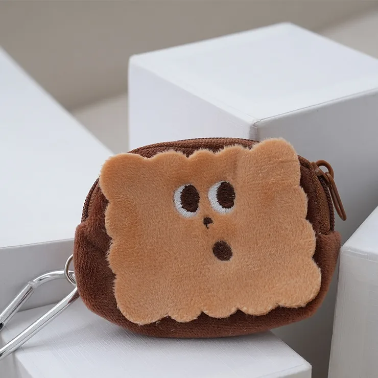 Biscuit Coin Purse Plush Cute School Bag Pendant Accessories Cookies Biscuit Coin Purse Bag Student Portable