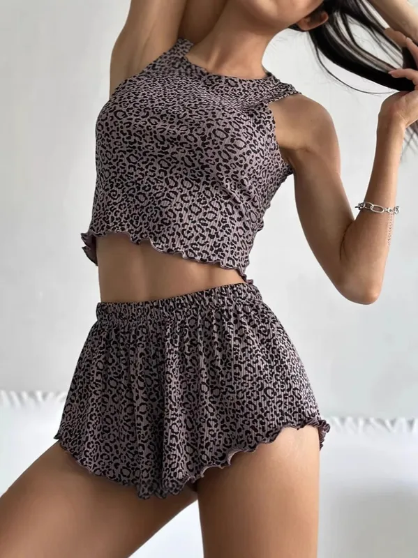 Widberries Summer New Sexy Leopard Sling Shorts Sports Casual Women's Home Clothes