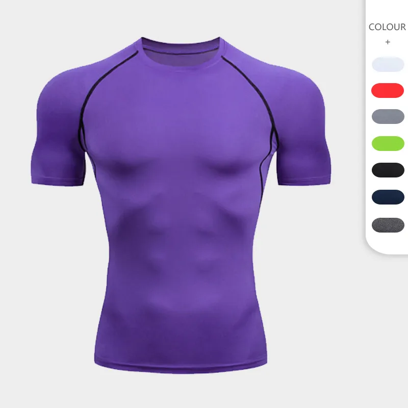 In Stock Fitness Clothes Men's Sports Tight Short-sleeved Quick-drying Clothes Stretch Running T-shirt Compression Riding Basketball Base Shirt