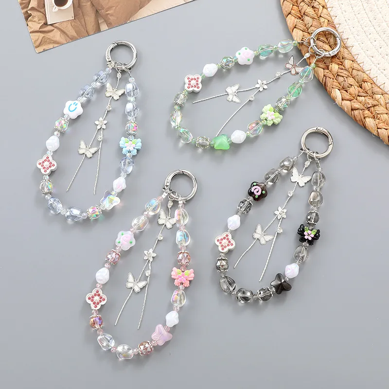 1 Piece Elegant Lady Butterfly Beaded Beaded Bag Pendant Mobile Phone Chain