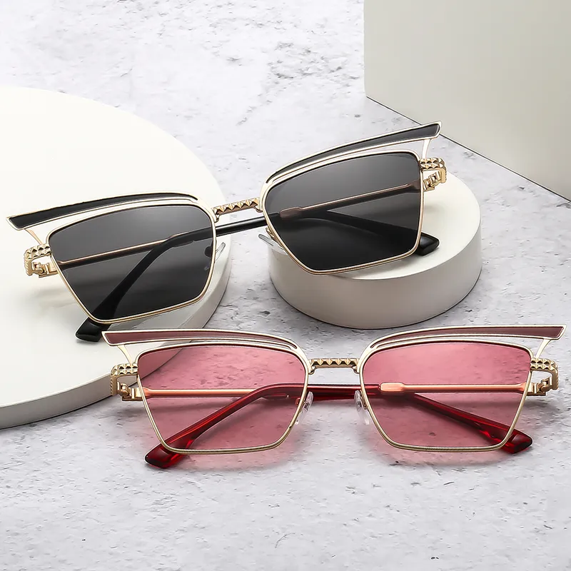 Summer Fashionable Women's Cat Eye Sunglasses Sunscreen High-End Metal Trendy Eyewear Travel Fishing Special Use Universal Season