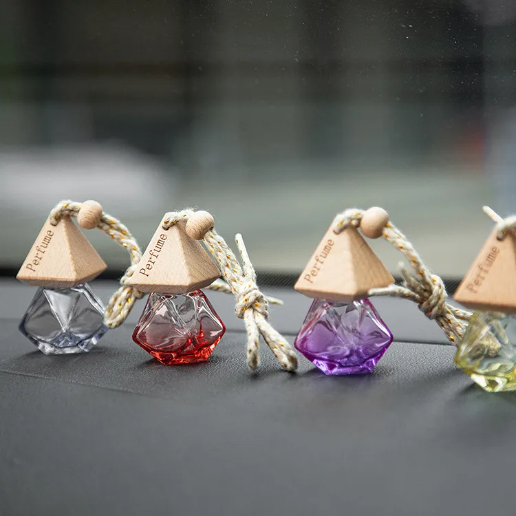 Triangle Cover Diamond Color Fire Extinguisher Bottles Car Aromatherapy Bottles Automobile Hanging Ornament Rearview Mirror Pendant Car Decoration Pendant
