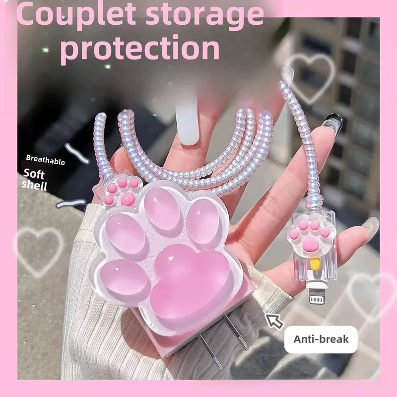 Fast Charge Data Cable Protective Case Compatible With Apple IPhone 14 Pro Max 15 Charger 13 Case Transparent TPU Ins Style
