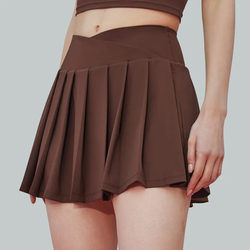 Sporty Mini Skirt Women's Outerwear Badminton Tennis Skirt High Waist Slimming Casual High Waist Pleated Yoga Fitness Skirt
