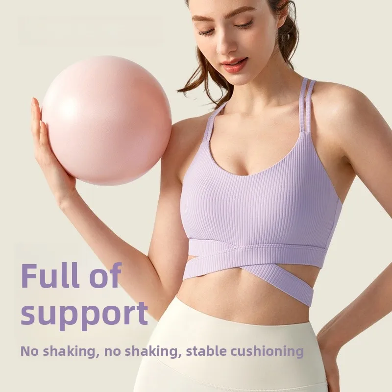 Women's Yoga Vest Sports Fitness Running Bra With Chest Pad Medium Intensity Outdoor Running Beautiful Back One-Piece Underwear