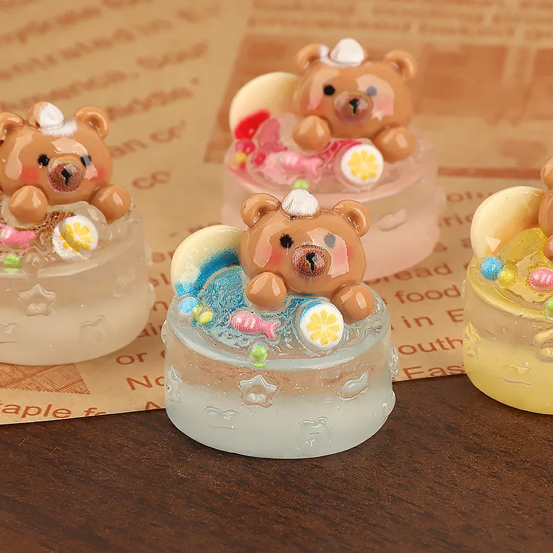 Luminous Three-Dimensional Bear Cake DIY Resin Accessories Cream Glue Phone Case Pendant Keychain Handmade Material