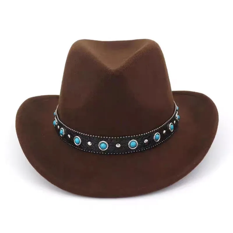 Tibetan Style Men's Women's Couple Jazz Hats Western Cowboy Bowler Hats National Minority Fashionable Winter Spring Summer Autumn