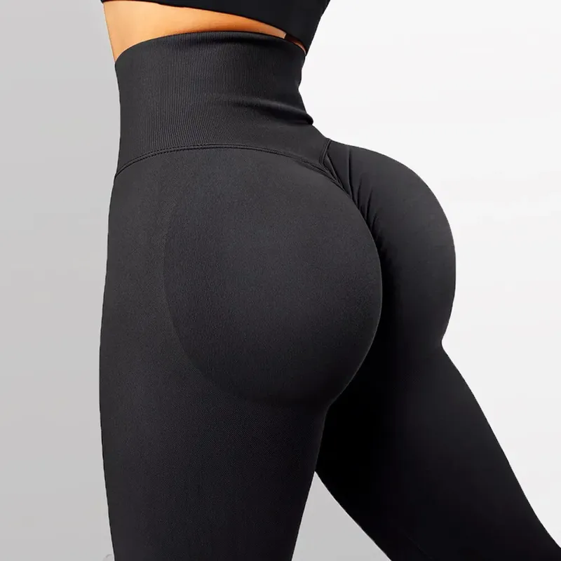 Seamless High Waist Yoga Pants Natural Feeling Casual Long Elastic Peach Hip Sports Tight 90% Nylon 10% Spandex