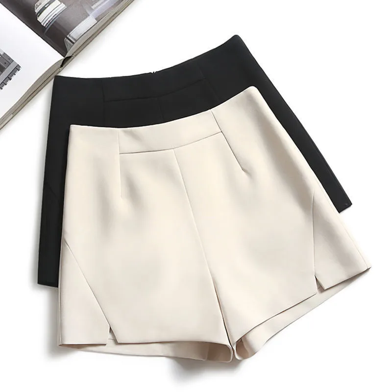 Slim Fit High Waist A- Line Shorts Plus Size Women's Slimming Summer Casual Pants Black Loose Wide Leg Pants Suitable For Girls With Heavy Weight