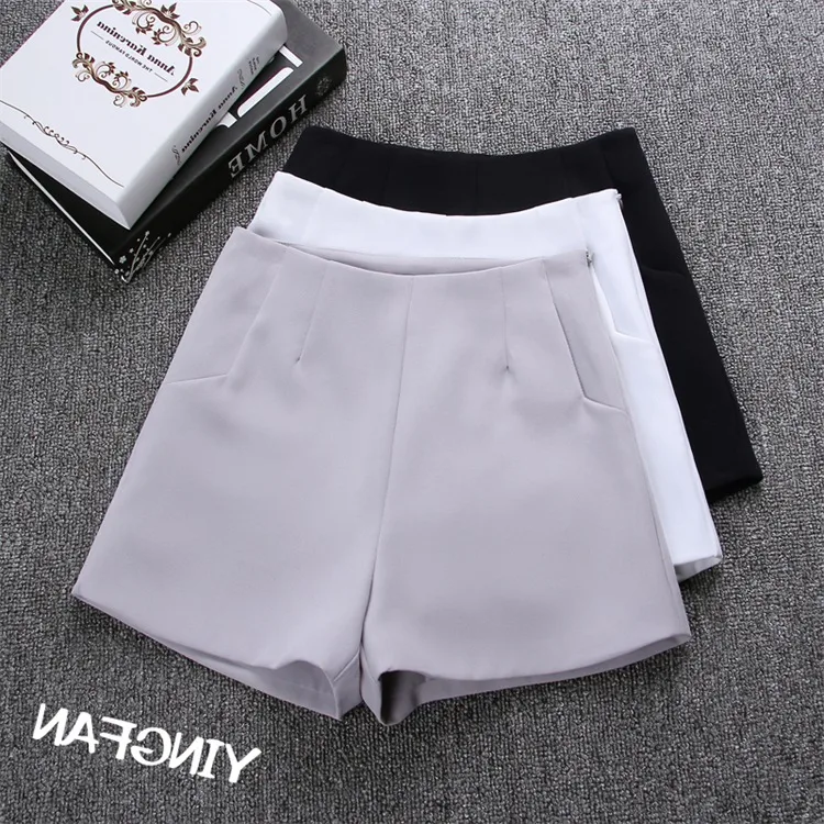 Slim High Waist Women's Suit Shorts Summer Casual Pants A- Line Wide Leg Black Trend Hot Pants Cotton Blend Comfortable Outdoor