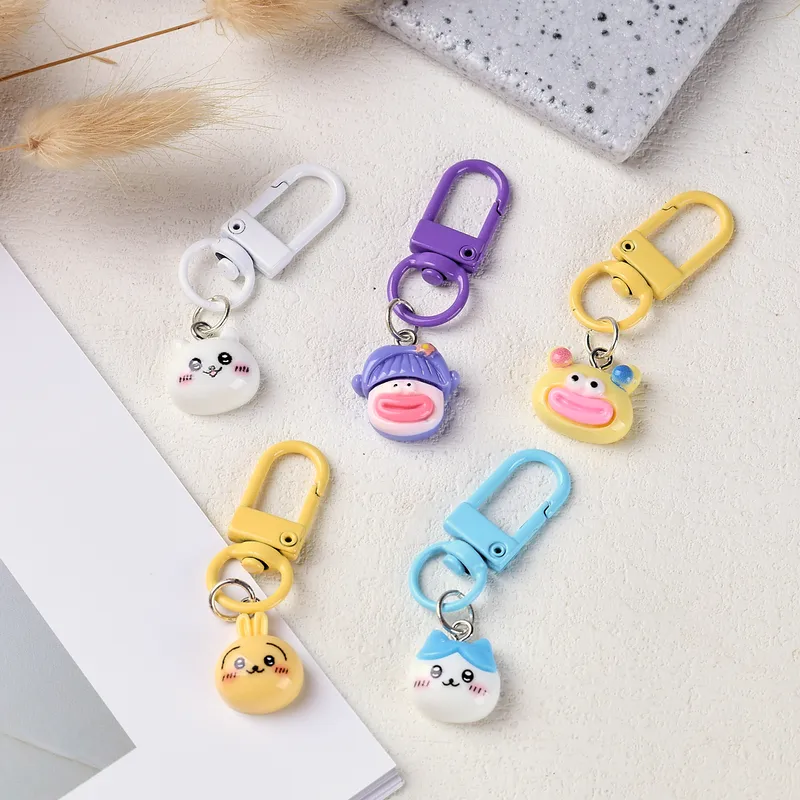 Cartoon Character Keychains Cute Resin Alloy Keyring Leisure Daily Use Lobster Clasp Four Seasons Suitable Metal Buckle Design