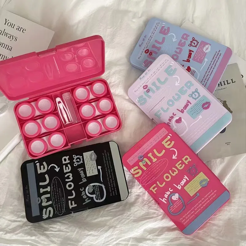Portable High Aesthetic Contact Lens Box For Women Multi-grid American Style Plastic Storage Organizer Optical Health Care