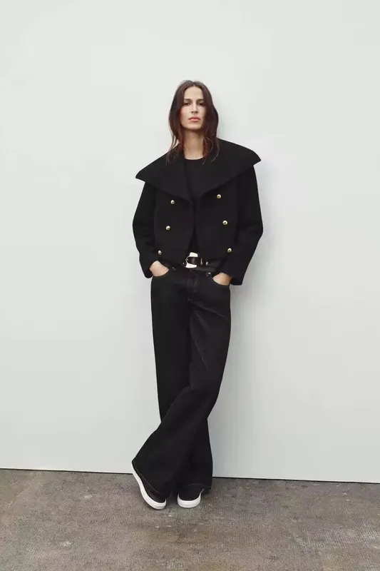 Fashionable Wool Blend Women's Jacket Outerwear  Style Long Sleeve Loose Fit Fresh Sweet College Style