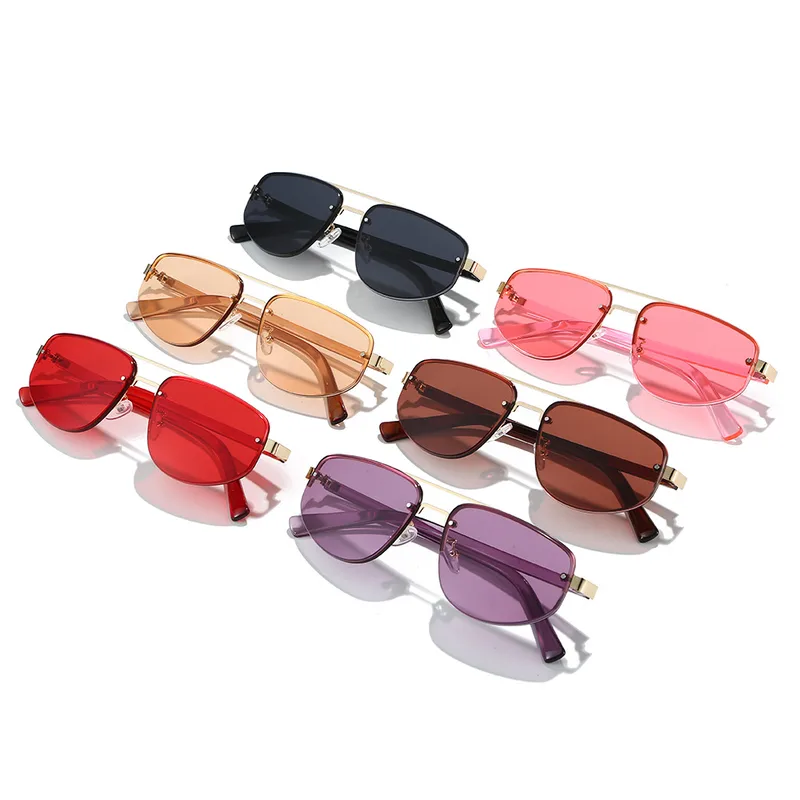 New Advanced Metal Frog Eyes Sunglasses Unisex Anti-Uv Street Fashion Pilot Style Half Frame Travel And Fishing Special Sun Glasses