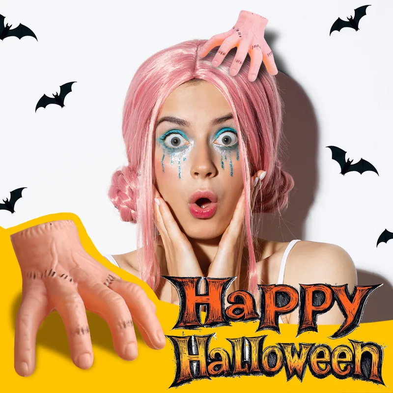New Halloween Hand Cut Off Hair Clip Party Prop Prank Ghost Palm Clip Decoration Wig Accessory Handmade Plastic Craft