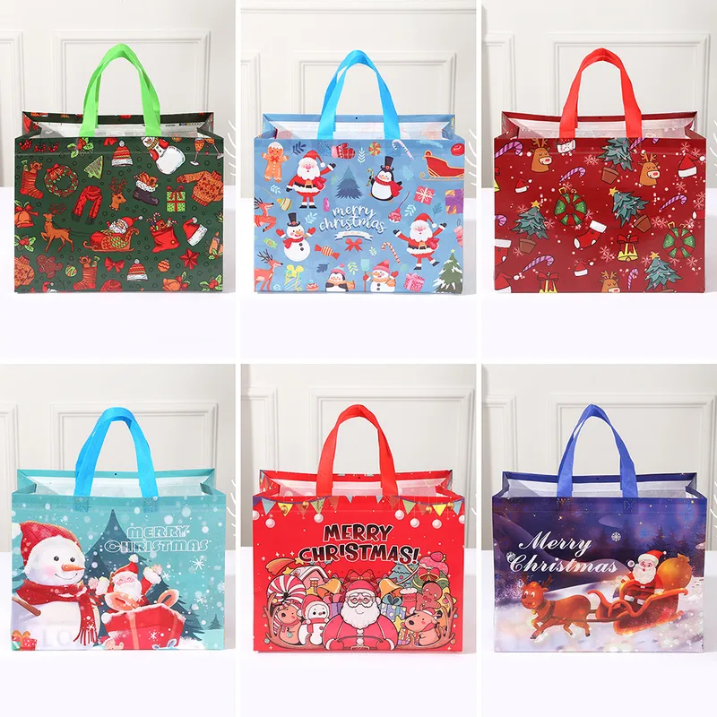 Party Gift Candy Gift Bag Non-Woven Fabric Hand-Held Printing Christmas Snowman Packaging Bag Fashionable Polyester Material