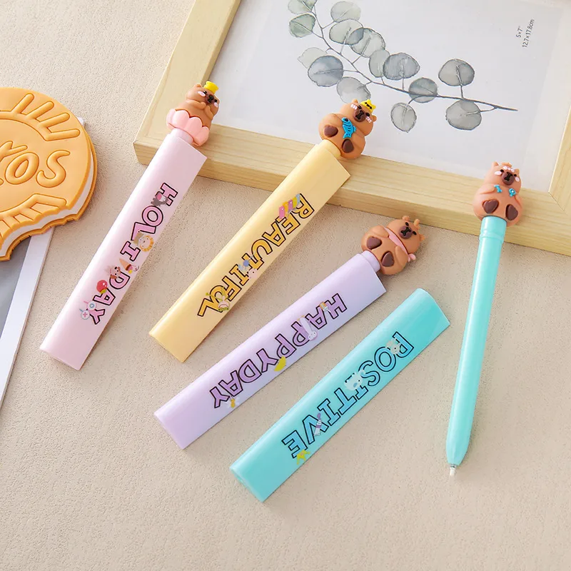 Creative Water-Based Pen With Ruler Student Writing Tool Office Measuring Signing Pen Purple Blue Yellow Plastic Material