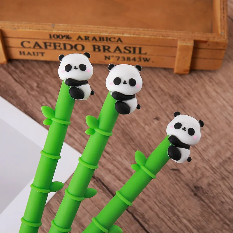 Creative Soft Silicone Panda Water-Based Pen Cute Panda Climbing Bamboo Cartoon Stationery Student Neutral Pen