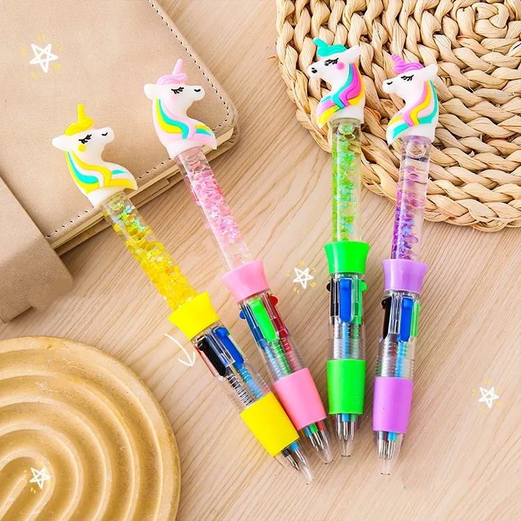 Four-Color  Sand Round Pen High Aesthetic Office Supplies Student Colorful Scrapbooking Pen Medium Oil Pen