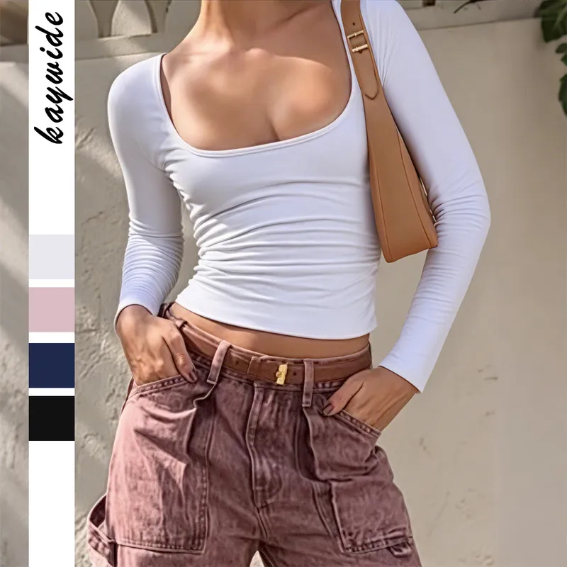 Diyun Y2K Spicy Girl Long Sleeve Women's Base Shirt T-shirt Autumn Winter Street Style High Street Fashion Slim Fit Short Length