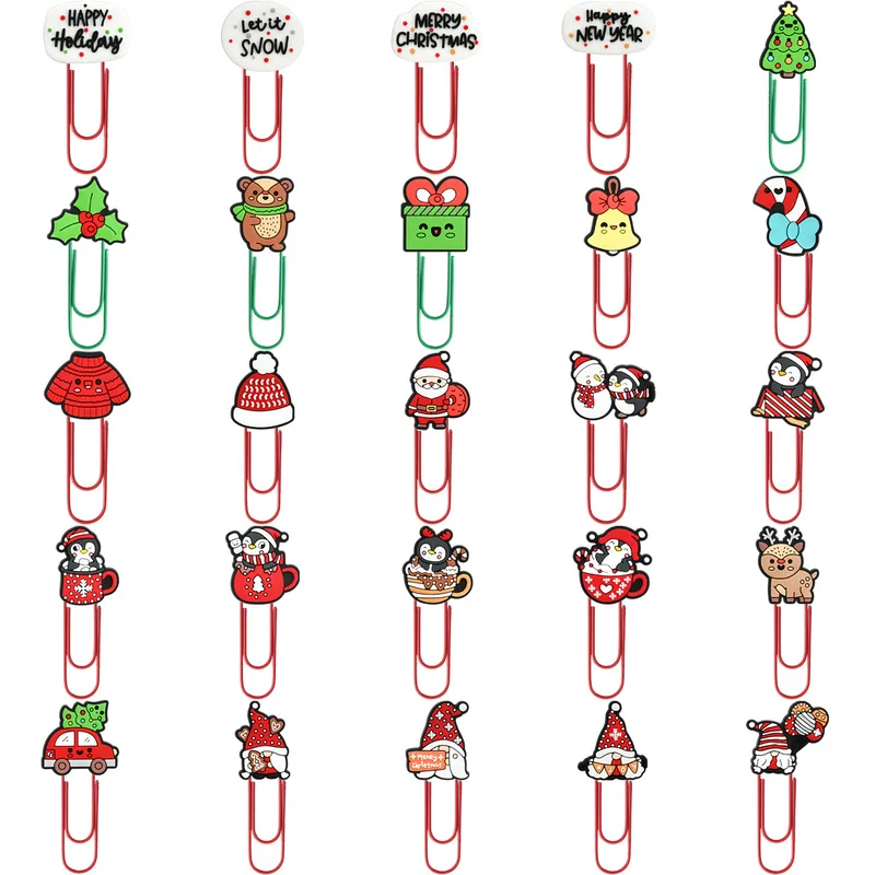 Large Christmas Creative Cute Office Supplies U-Shaped Pin PVC Cartoon Bookmarks Metal Plus PVC Material Book Markers