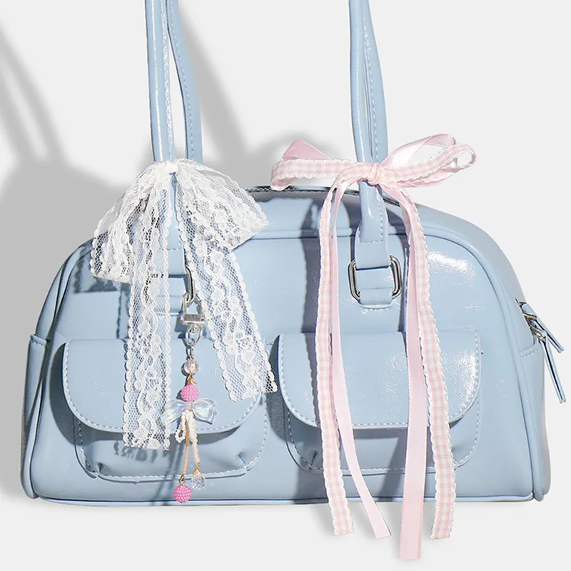 Handmade DIY Lace Butterfly Knot Bag Charm Set Fashionable Simple Versatile Artificial Pearl Decorations Polyester Fiber