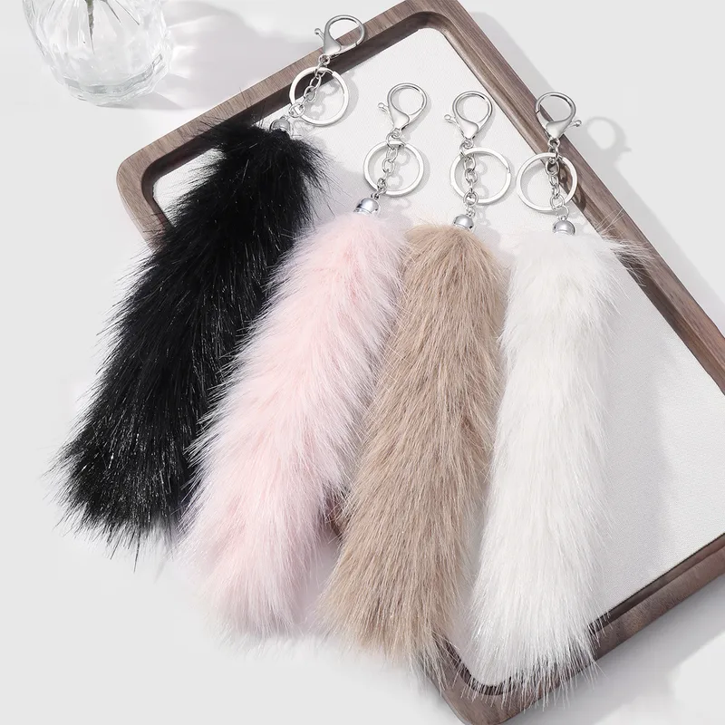New Ins Stylish Multicolor Realistic Plush Animal Tail Keychain DIY Fashionable Personalized High Quality Zinc Alloy Pendant