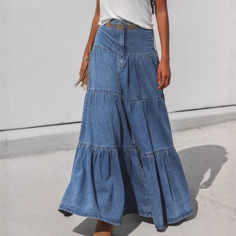 Low Waist Distressed Denim Mini Skirt Women's Fashion Street Style Summer High Street A-Line Pure Color Cotton Polyester