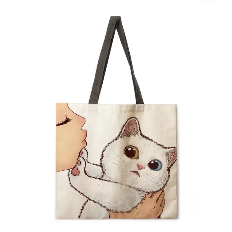 Ladies Floral Print Tote Bag Reusable Shopping Shoulder Handbag Polyester Medium Size Fashionable Women's Bag
